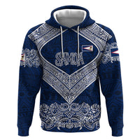 American Samoa Eagle Zip Hoodie Sea Turtle Traditional Polynesian Tribal Tattoo TS04 Pullover Hoodie Blue White - Polynesian Pride