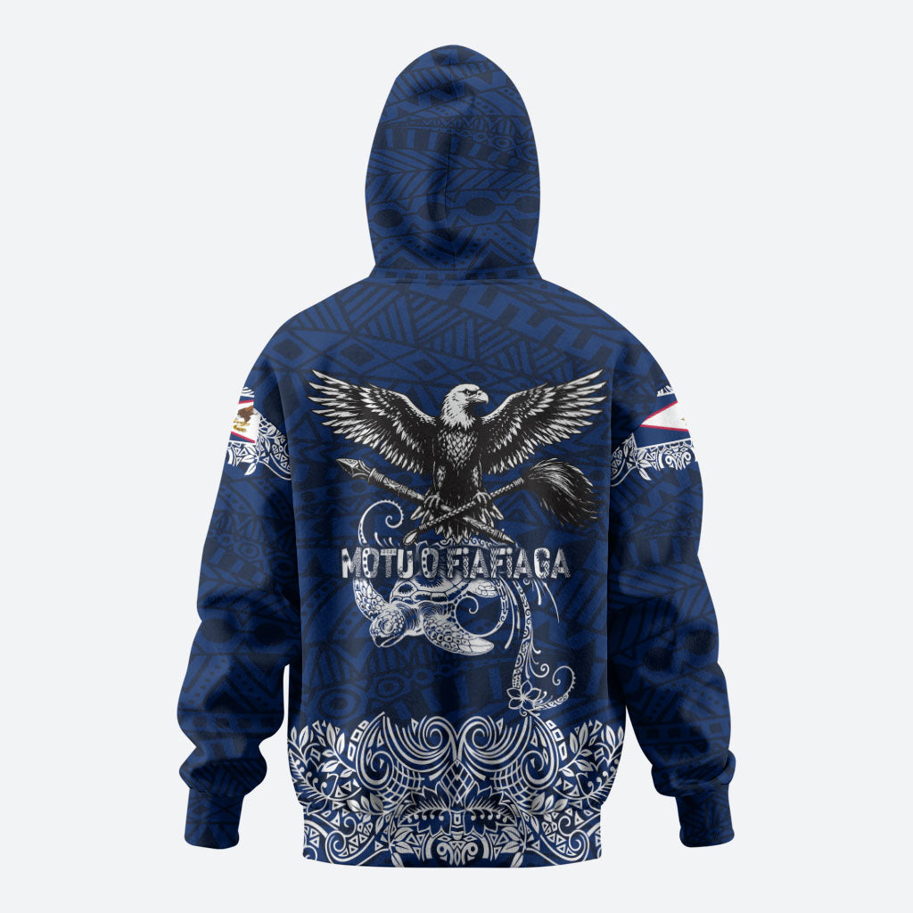 American Samoa Eagle Zip Hoodie Sea Turtle Traditional Polynesian Tribal Tattoo TS04 - Polynesian Pride