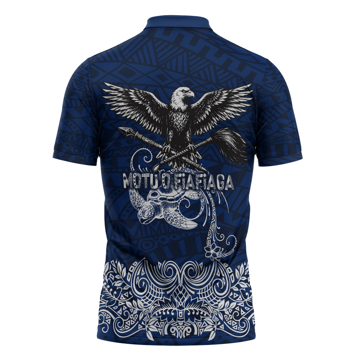 American Samoa Eagle Zipper Polo Shirt Sea Turtle Traditional Polynesian Tribal Tattoo TS04 - Polynesian Pride