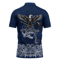 American Samoa Eagle Zipper Polo Shirt Sea Turtle Traditional Polynesian Tribal Tattoo TS04 - Polynesian Pride