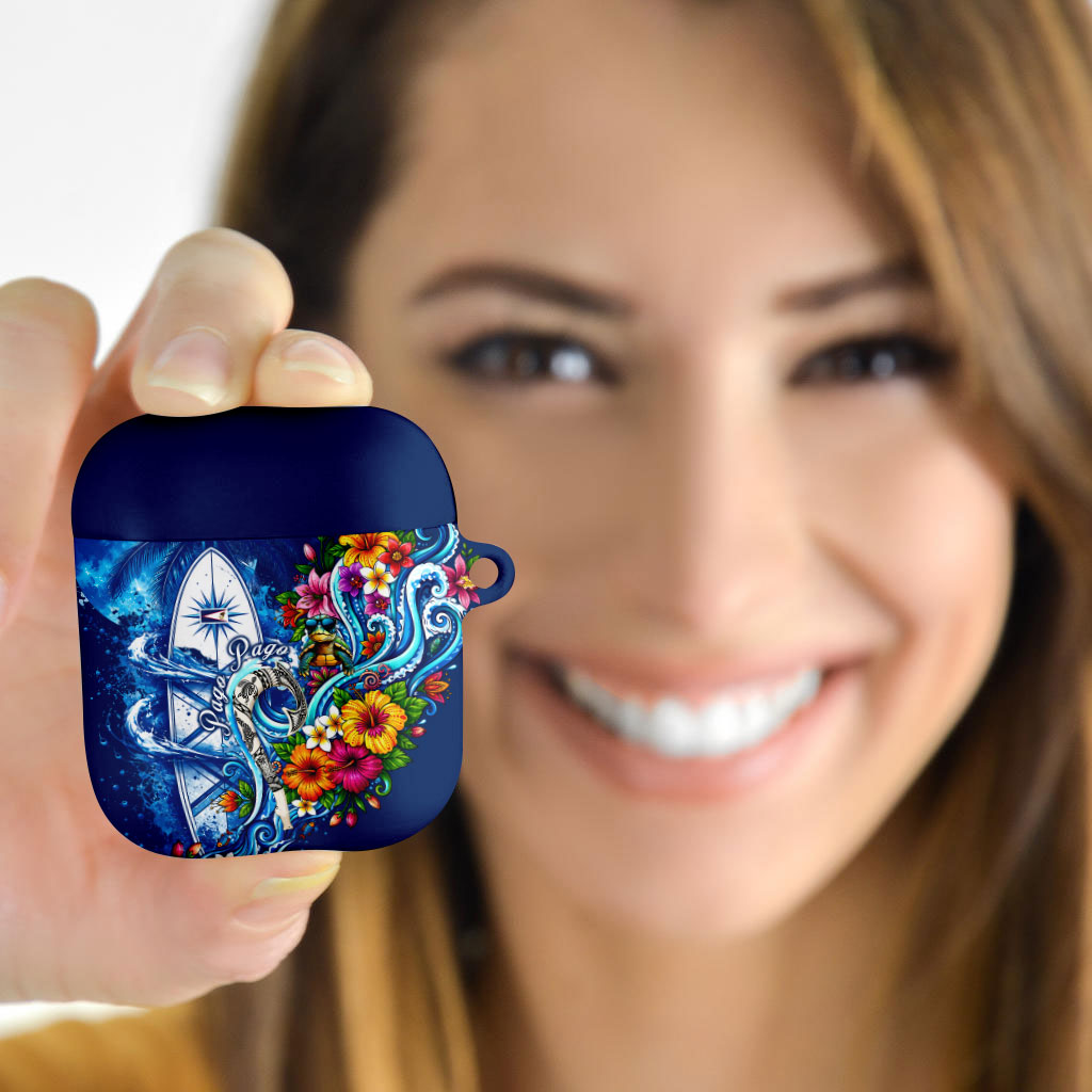 American Samoa Pago Pago AirPods Case Sea Turtle And Fruit Bat - Tropical Hibiscus Flowers Polynesian TS04 - Polynesian Pride