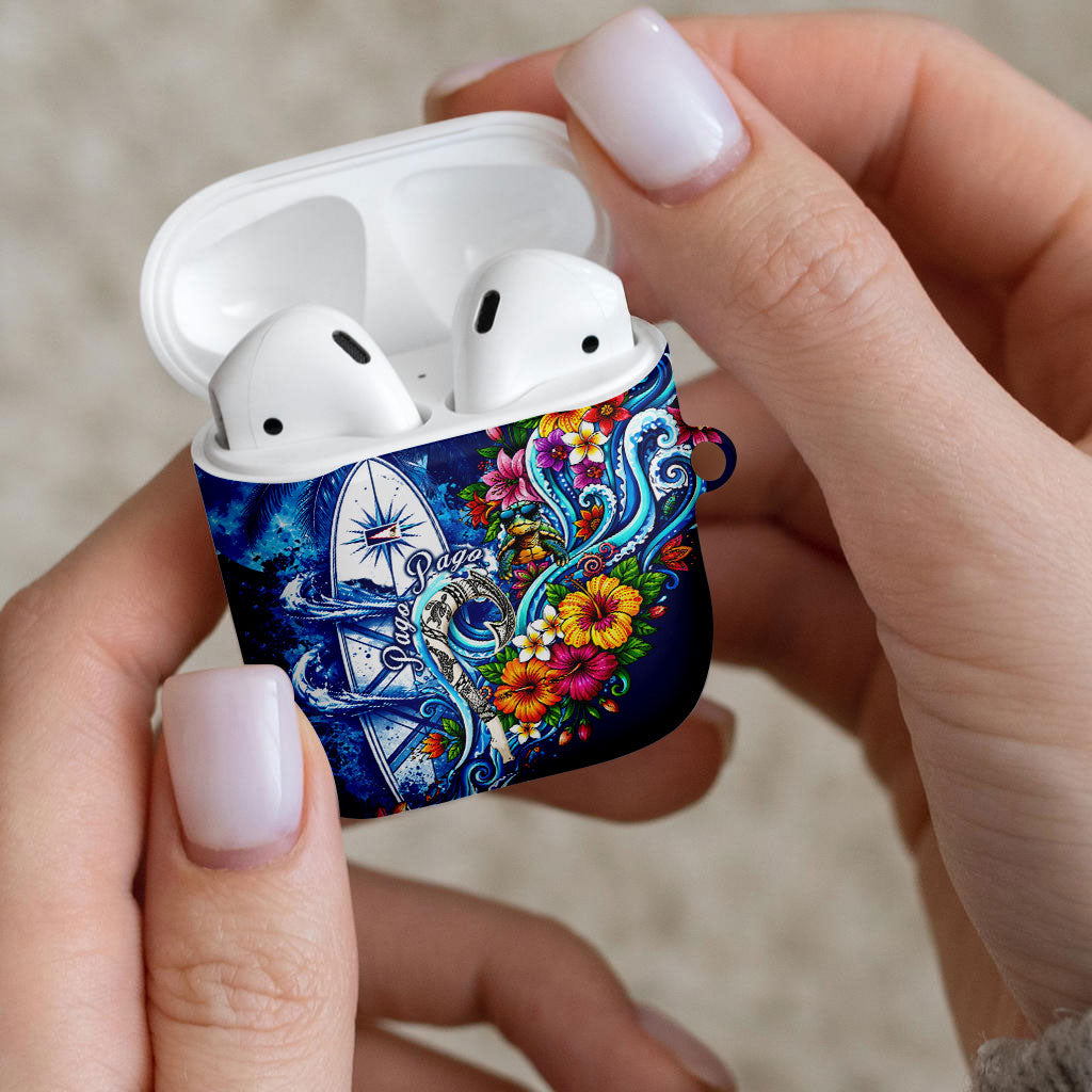 American Samoa Pago Pago AirPods Case Sea Turtle And Fruit Bat - Tropical Hibiscus Flowers Polynesian TS04 - Polynesian Pride