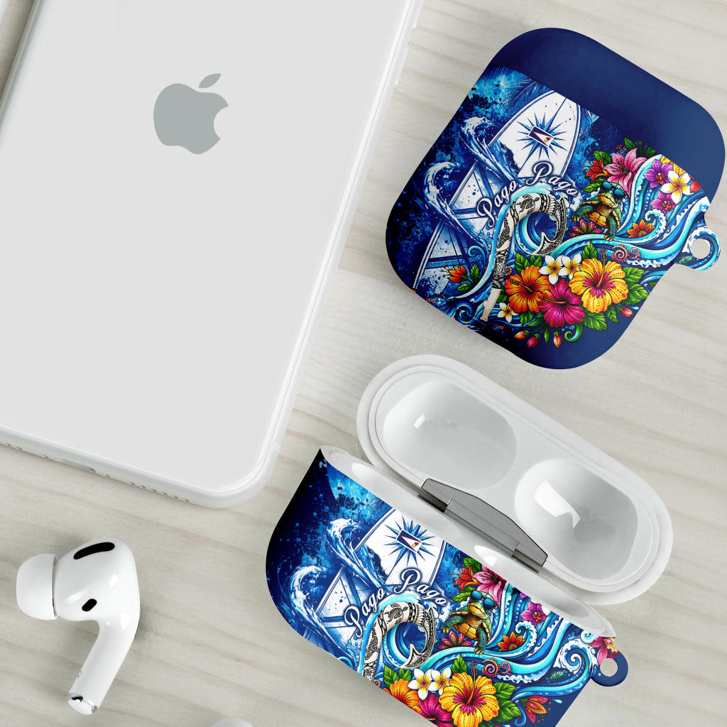 American Samoa Pago Pago AirPods Case Sea Turtle And Fruit Bat - Tropical Hibiscus Flowers Polynesian TS04 - Polynesian Pride