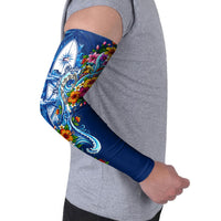 American Samoa Pago Pago Arm Sleeves Sea Turtle And Fruit Bat - Tropical Hibiscus Flowers Polynesian TS04 - Polynesian Pride
