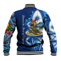 American Samoa Pago Pago Baseball Jacket Sea Turtle And Fruit Bat - Tropical Hibiscus Flowers Polynesian TS04 - Polynesian Pride
