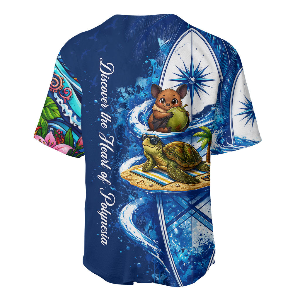 American Samoa Pago Pago Baseball Jersey Sea Turtle And Fruit Bat - Tropical Hibiscus Flowers Polynesian TS04 - Polynesian Pride