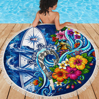 American Samoa Pago Pago Beach Blanket Sea Turtle And Fruit Bat - Tropical Hibiscus Flowers Polynesian TS04 - Polynesian Pride