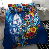 American Samoa Pago Pago Bedding Set Sea Turtle And Fruit Bat - Tropical Hibiscus Flowers Polynesian TS04 - Polynesian Pride