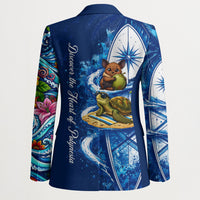 American Samoa Pago Pago Blazer Sea Turtle And Fruit Bat - Tropical Hibiscus Flowers Polynesian TS04 - Polynesian Pride
