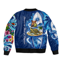 American Samoa Pago Pago Bomber Jacket Sea Turtle And Fruit Bat - Tropical Hibiscus Flowers Polynesian TS04 - Polynesian Pride