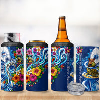 American Samoa Pago Pago 4 in 1 Can Cooler Tumbler Sea Turtle And Fruit Bat - Tropical Hibiscus Flowers Polynesian TS04 - Polynesian Pride