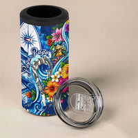 American Samoa Pago Pago 4 in 1 Can Cooler Tumbler Sea Turtle And Fruit Bat - Tropical Hibiscus Flowers Polynesian TS04 - Polynesian Pride