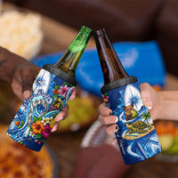 American Samoa Pago Pago 4 in 1 Can Cooler Tumbler Sea Turtle And Fruit Bat - Tropical Hibiscus Flowers Polynesian TS04 - Polynesian Pride