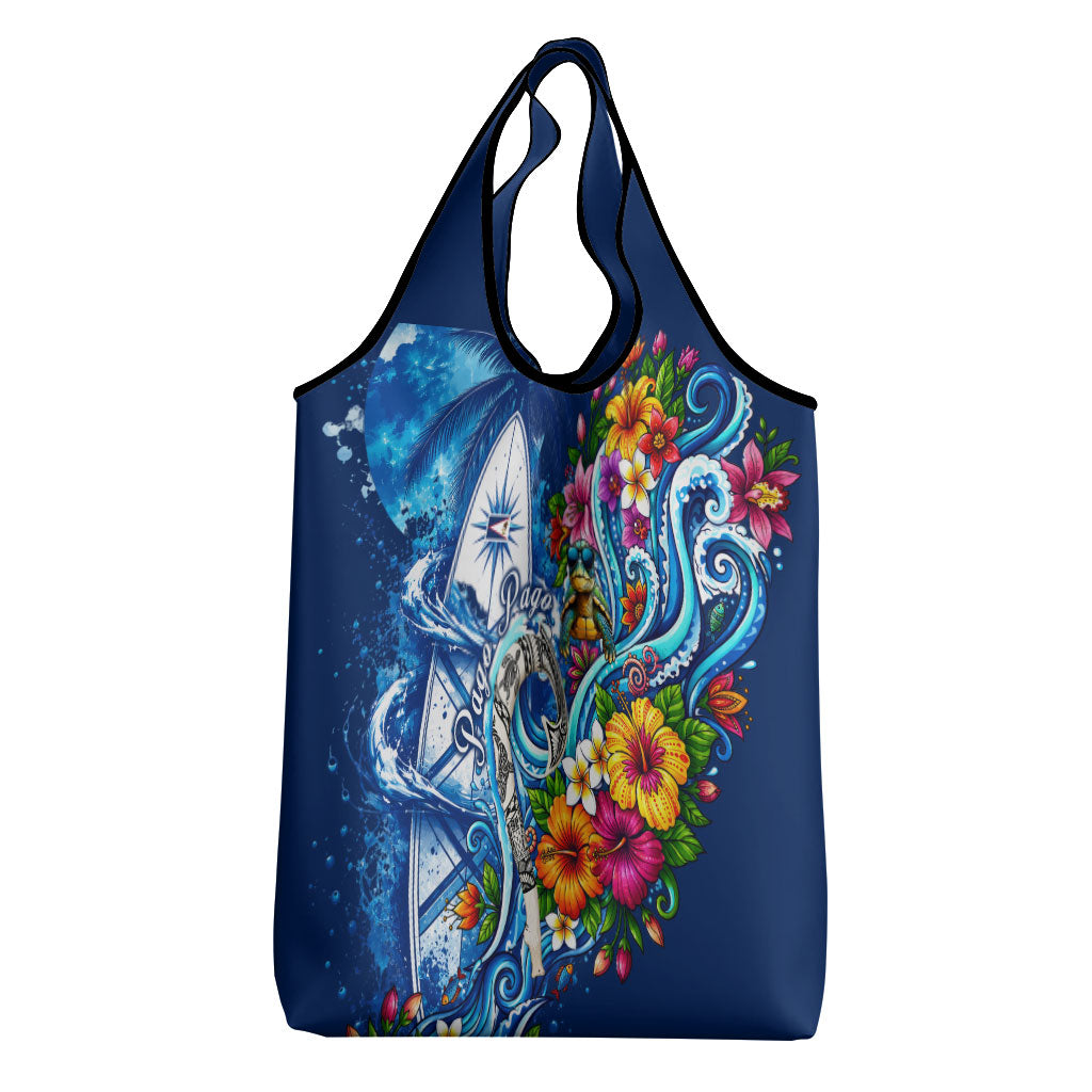 American Samoa Pago Pago Grocery Bag Sea Turtle And Fruit Bat - Tropical Hibiscus Flowers Polynesian TS04 - Polynesian Pride