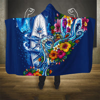American Samoa Pago Pago Hooded Blanket Sea Turtle And Fruit Bat - Tropical Hibiscus Flowers Polynesian TS04 - Polynesian Pride