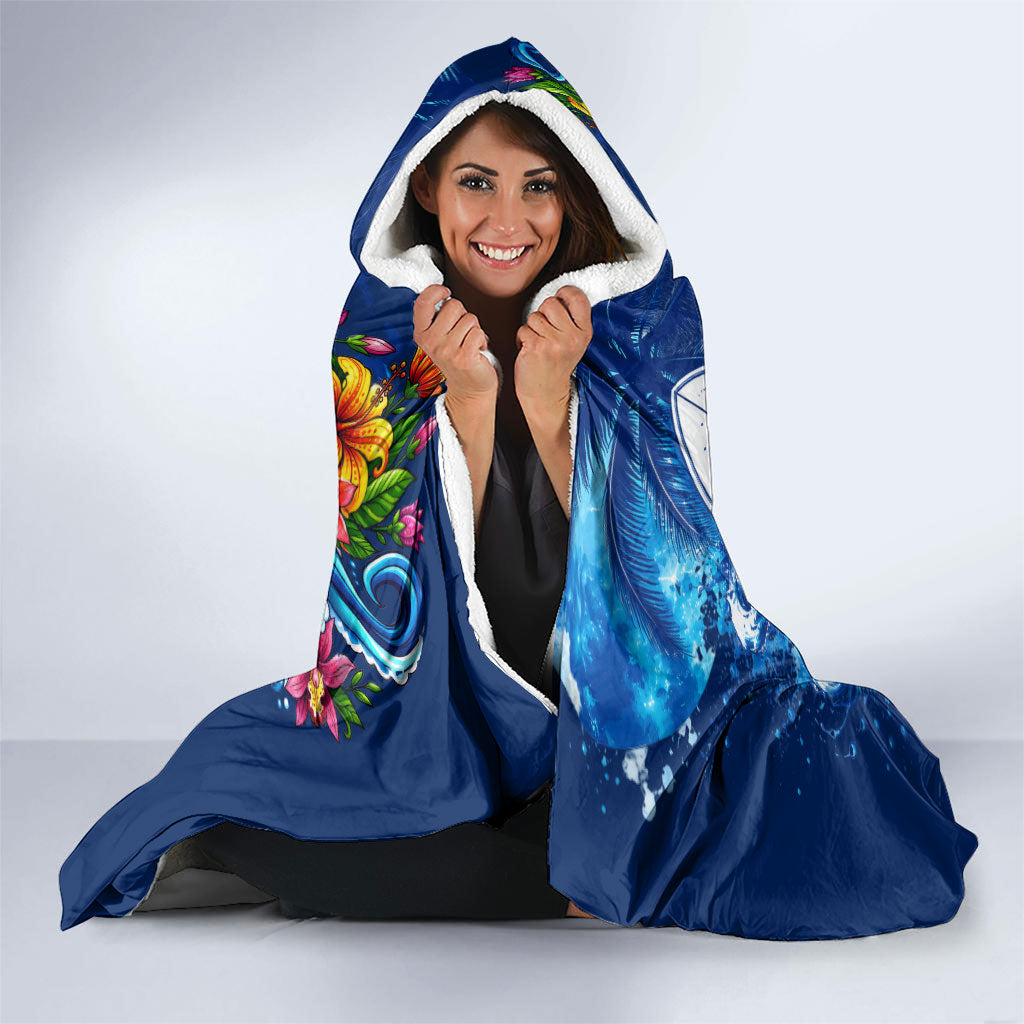 American Samoa Pago Pago Hooded Blanket Sea Turtle And Fruit Bat - Tropical Hibiscus Flowers Polynesian TS04 - Polynesian Pride