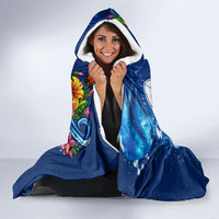American Samoa Pago Pago Hooded Blanket Sea Turtle And Fruit Bat - Tropical Hibiscus Flowers Polynesian TS04 - Polynesian Pride