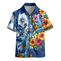 American Samoa Pago Pago Kid Hawaiian Shirt Sea Turtle And Fruit Bat - Tropical Hibiscus Flowers Polynesian TS04 - Polynesian Pride
