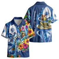 American Samoa Pago Pago Kid Hawaiian Shirt Sea Turtle And Fruit Bat - Tropical Hibiscus Flowers Polynesian TS04 - Polynesian Pride