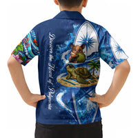 American Samoa Pago Pago Kid Hawaiian Shirt Sea Turtle And Fruit Bat - Tropical Hibiscus Flowers Polynesian TS04 - Polynesian Pride