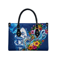 American Samoa Pago Pago Leather Bag Sea Turtle And Fruit Bat - Tropical Hibiscus Flowers Polynesian TS04 - Polynesian Pride