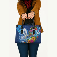 American Samoa Pago Pago Leather Bag Sea Turtle And Fruit Bat - Tropical Hibiscus Flowers Polynesian TS04 - Polynesian Pride