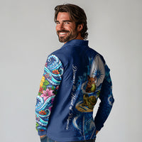 American Samoa Pago Pago Long Sleeve Polo Shirt Sea Turtle And Fruit Bat - Tropical Hibiscus Flowers Polynesian TS04 - Polynesian Pride