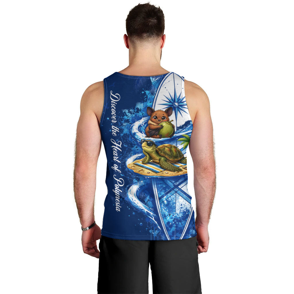 American Samoa Pago Pago Men Tank Top Sea Turtle And Fruit Bat - Tropical Hibiscus Flowers Polynesian TS04 - Polynesian Pride