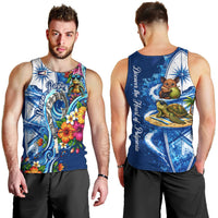 American Samoa Pago Pago Men Tank Top Sea Turtle And Fruit Bat - Tropical Hibiscus Flowers Polynesian TS04 - Polynesian Pride