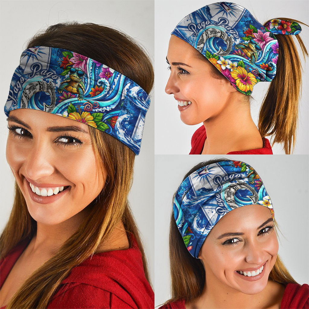 American Samoa Pago Pago Neck Gaiter Sea Turtle And Fruit Bat - Tropical Hibiscus Flowers Polynesian TS04 - Polynesian Pride