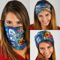 American Samoa Pago Pago Neck Gaiter Sea Turtle And Fruit Bat - Tropical Hibiscus Flowers Polynesian TS04 - Polynesian Pride