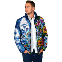 American Samoa Pago Pago Padded Jacket Sea Turtle And Fruit Bat - Tropical Hibiscus Flowers Polynesian TS04 - Polynesian Pride