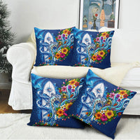 American Samoa Pago Pago Pillow Cover Sea Turtle And Fruit Bat - Tropical Hibiscus Flowers Polynesian TS04 - Polynesian Pride