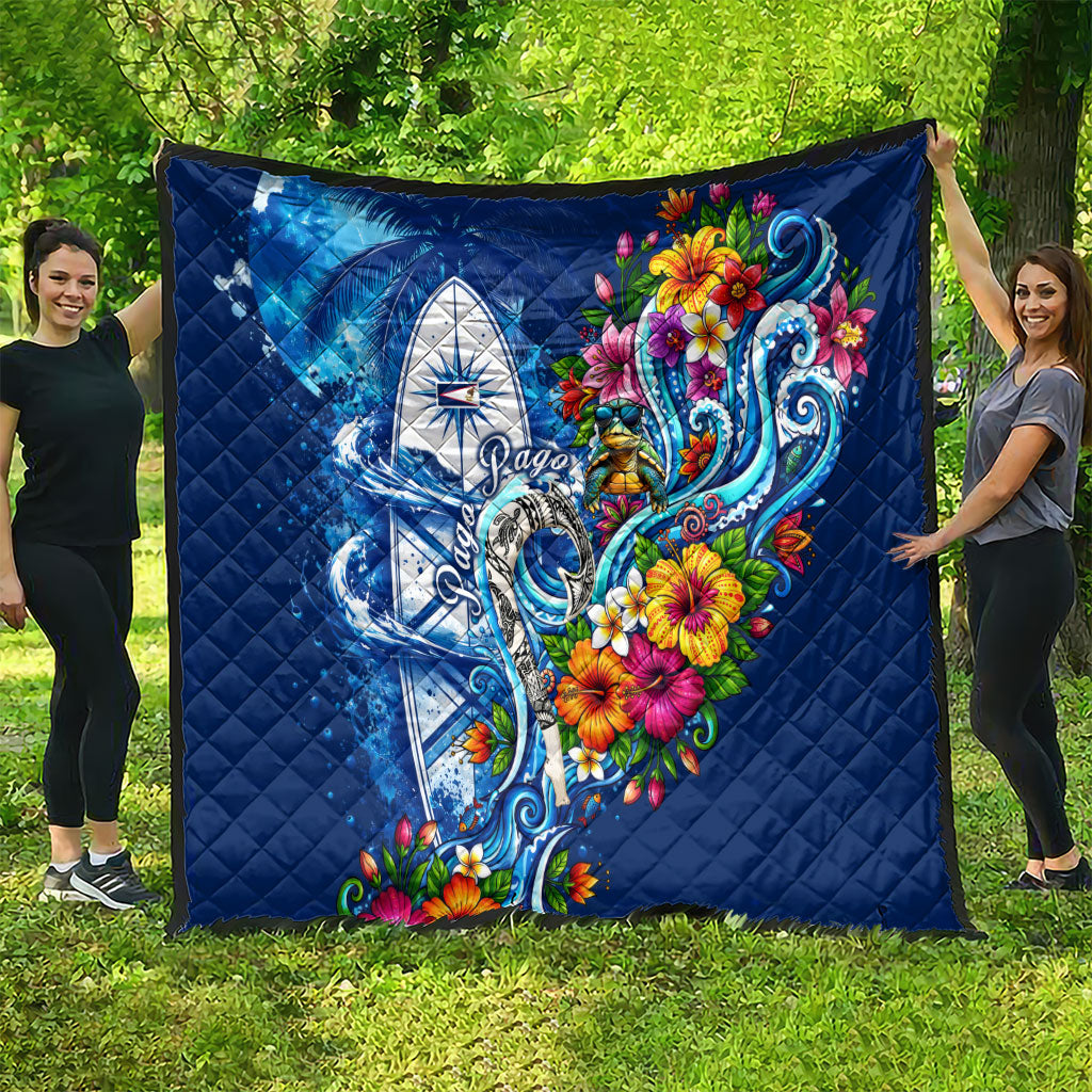 American Samoa Pago Pago Quilt Sea Turtle And Fruit Bat - Tropical Hibiscus Flowers Polynesian TS04 - Polynesian Pride