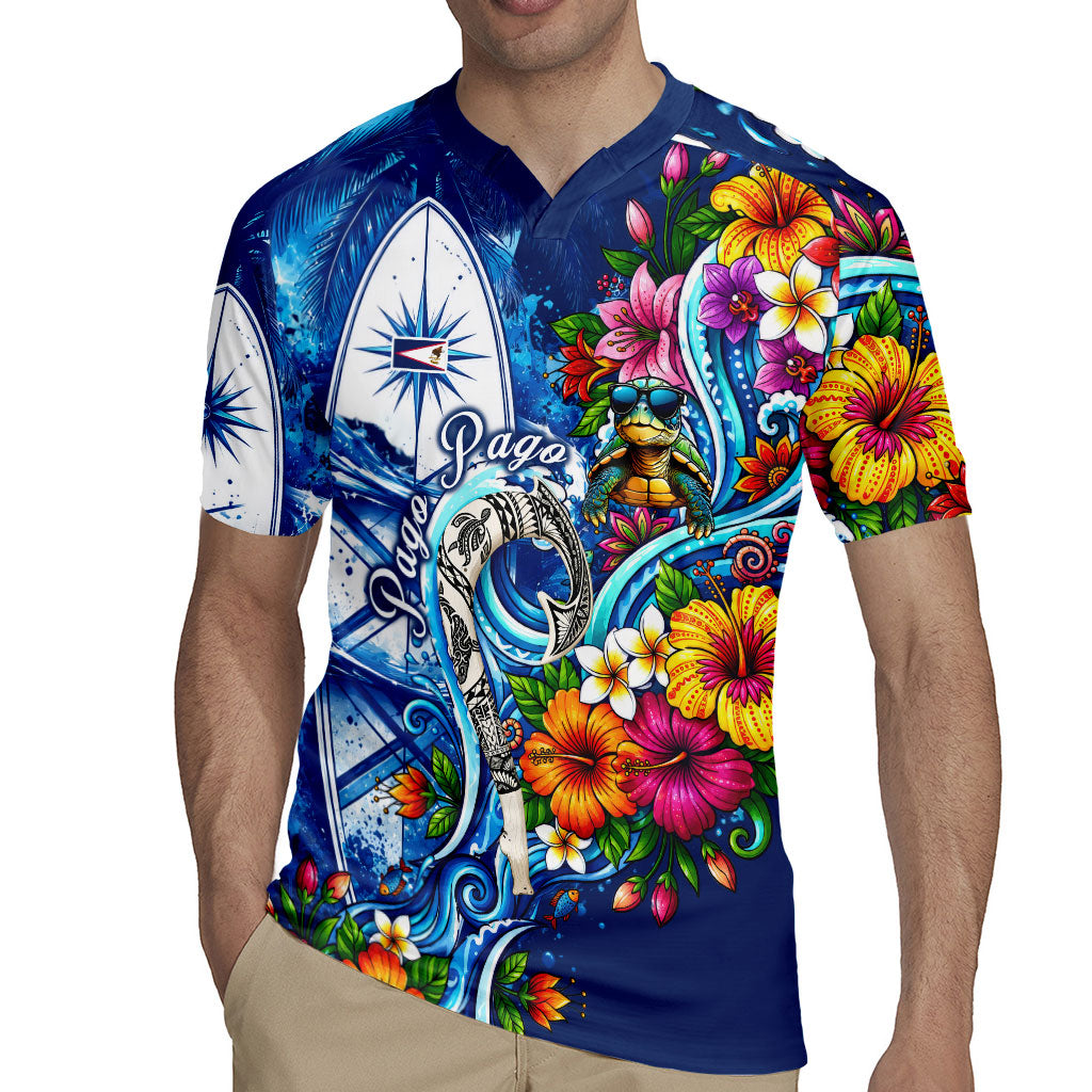 American Samoa Pago Pago Rugby Jersey Sea Turtle And Fruit Bat - Tropical Hibiscus Flowers Polynesian TS04 - Polynesian Pride