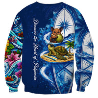 American Samoa Pago Pago Sweatshirt Sea Turtle And Fruit Bat - Tropical Hibiscus Flowers Polynesian TS04 - Polynesian Pride