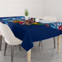 American Samoa Pago Pago Tablecloth Sea Turtle And Fruit Bat - Tropical Hibiscus Flowers Polynesian TS04 - Polynesian Pride