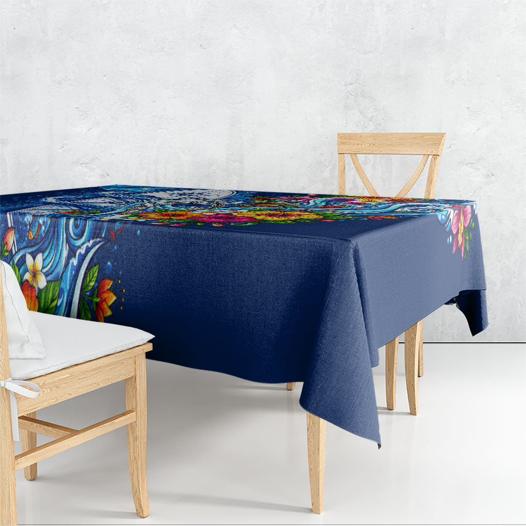 American Samoa Pago Pago Tablecloth Sea Turtle And Fruit Bat - Tropical Hibiscus Flowers Polynesian TS04 - Polynesian Pride
