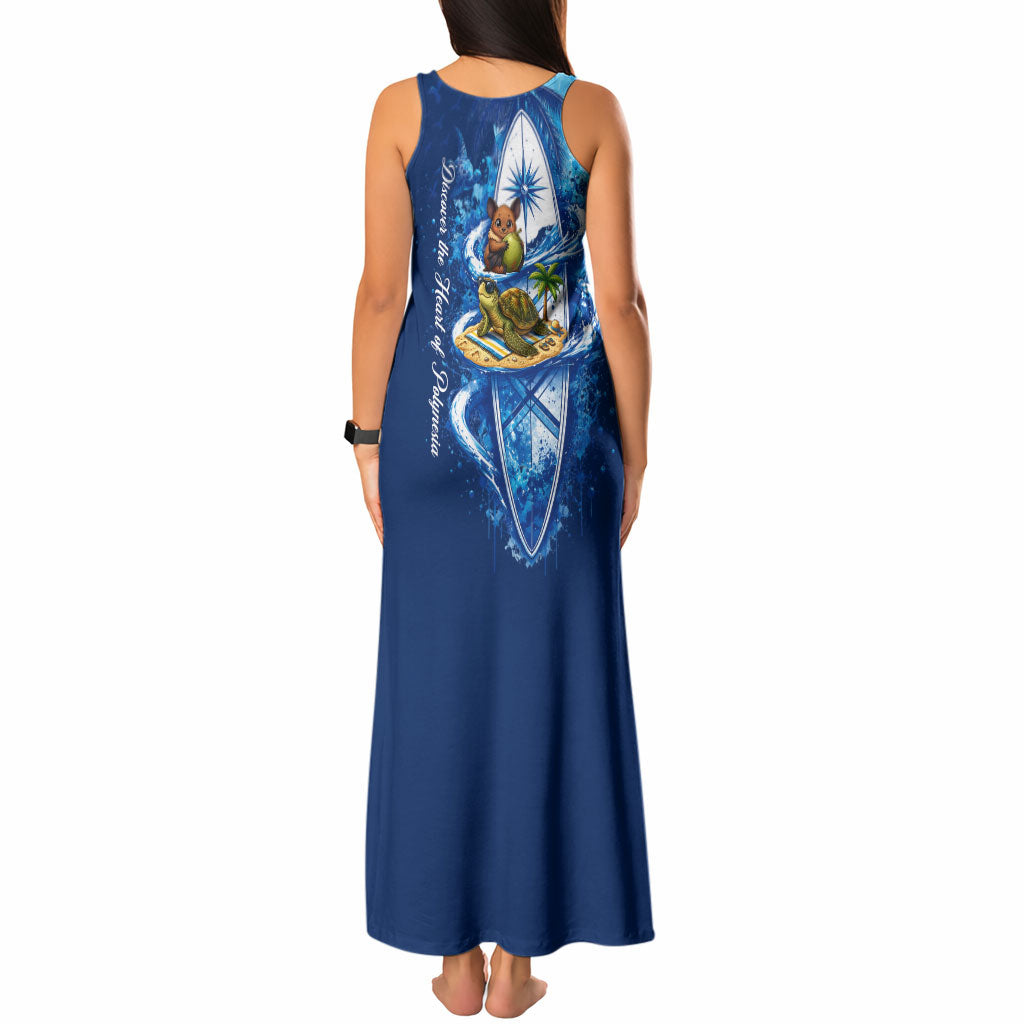 American Samoa Pago Pago Tank Maxi Dress Sea Turtle And Fruit Bat - Tropical Hibiscus Flowers Polynesian TS04 - Polynesian Pride