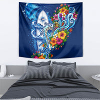 American Samoa Pago Pago Tapestry Sea Turtle And Fruit Bat - Tropical Hibiscus Flowers Polynesian TS04 - Polynesian Pride