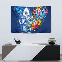 American Samoa Pago Pago Tapestry Sea Turtle And Fruit Bat - Tropical Hibiscus Flowers Polynesian TS04 - Polynesian Pride