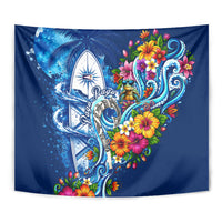 American Samoa Pago Pago Tapestry Sea Turtle And Fruit Bat - Tropical Hibiscus Flowers Polynesian TS04 - Polynesian Pride