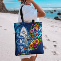 American Samoa Pago Pago Tote Bag Sea Turtle And Fruit Bat - Tropical Hibiscus Flowers Polynesian TS04 - Polynesian Pride