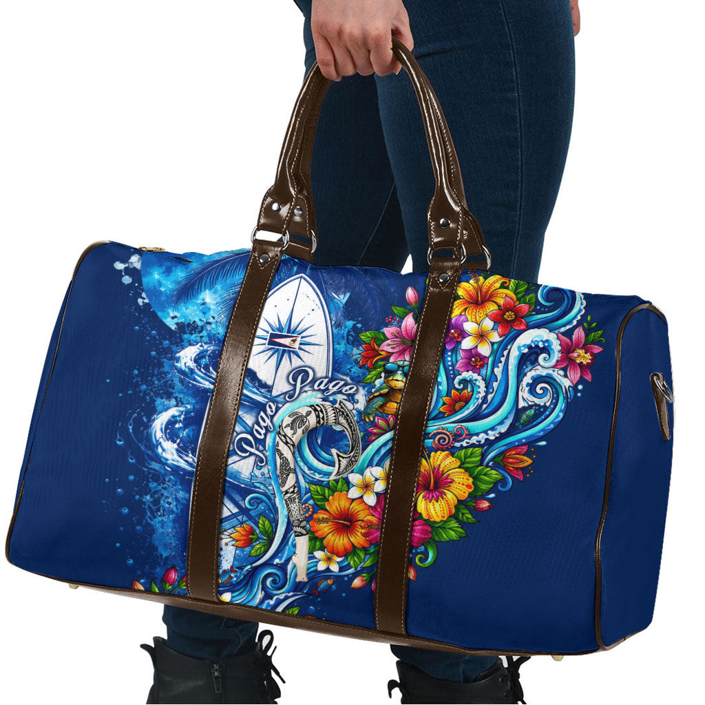 American Samoa Pago Pago Travel Bag Sea Turtle And Fruit Bat - Tropical Hibiscus Flowers Polynesian TS04 - Polynesian Pride