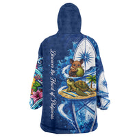 American Samoa Pago Pago Wearable Blanket Hoodie Sea Turtle And Fruit Bat - Tropical Hibiscus Flowers Polynesian TS04 - Polynesian Pride