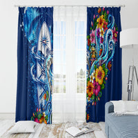 American Samoa Pago Pago Window Curtain Sea Turtle And Fruit Bat - Tropical Hibiscus Flowers Polynesian TS04 - Polynesian Pride
