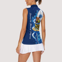 American Samoa Pago Pago Women Sleeveless Polo Shirt Sea Turtle And Fruit Bat - Tropical Hibiscus Flowers Polynesian TS04 - Polynesian Pride
