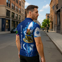 American Samoa Pago Pago Zipper Polo Shirt Sea Turtle And Fruit Bat - Tropical Hibiscus Flowers Polynesian TS04 - Polynesian Pride