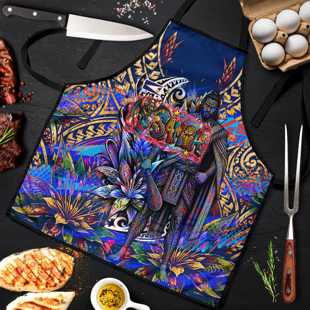 American Samoa Warrior Apron Polynesian Fruit Bat Talofa Urban Graffiti Street Art TS04 Blue Yellow - Polynesian Pride