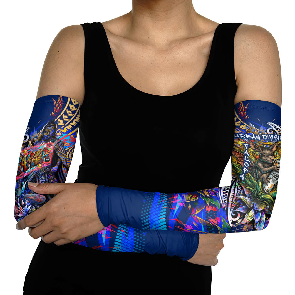 American Samoa Warrior Arm Sleeves Polynesian Fruit Bat Talofa Urban Graffiti Street Art TS04 - Polynesian Pride